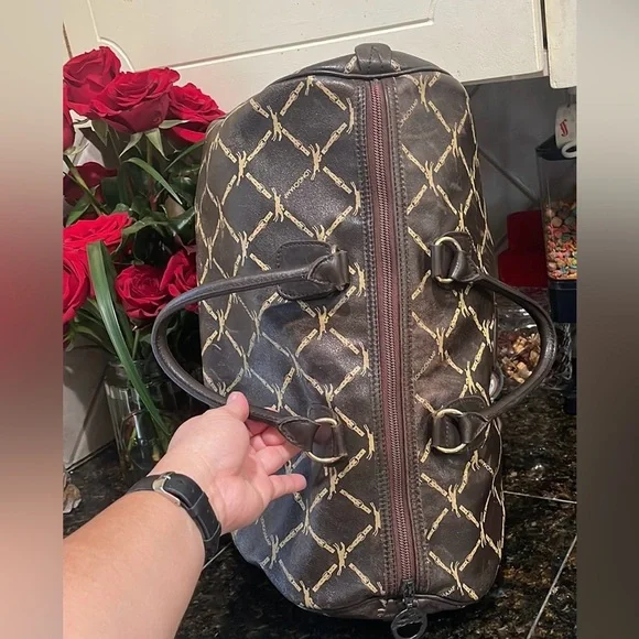 Longchamp Lattice double buckle horse jump brown speedy bag Authentic Vintage - Picture 10 of 17